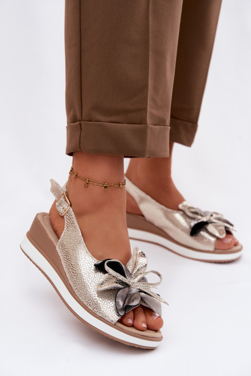 Oda Platforminės basutės su ornamentais S.Barski GR61-5988 aukso spalvos