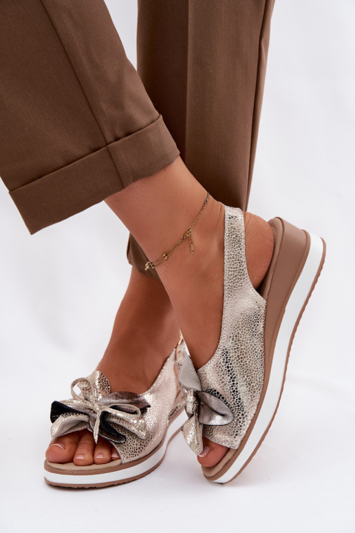 Oda Platforminės basutės su ornamentais S.Barski GR61-5988 aukso spalvos