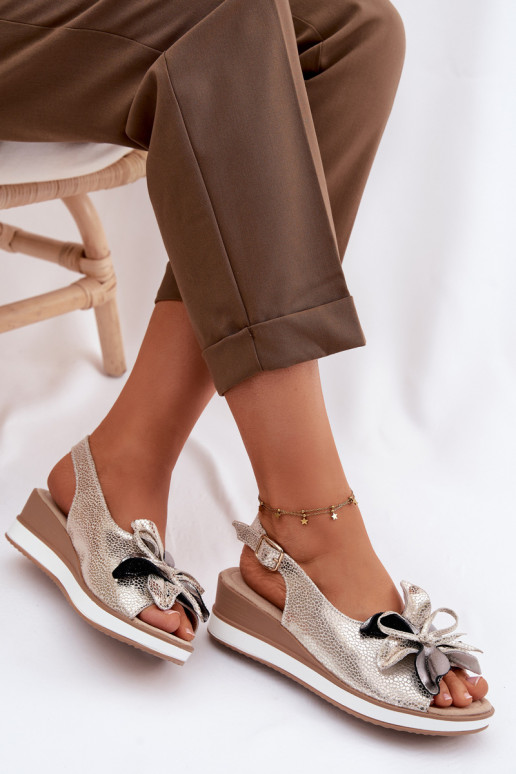 Oda Platforminės basutės su ornamentais S.Barski GR61-5988 aukso spalvos