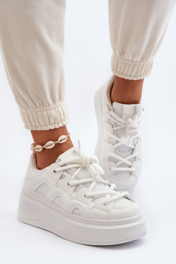 Moteriškas Sneakers modelio bataisuGrubym Suvarstymasm baltos spalvos Vinali 2
