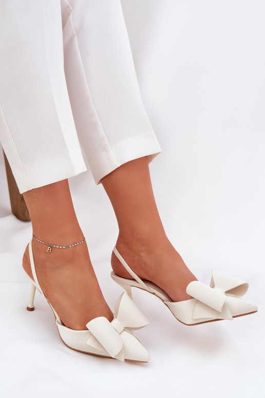 aukštakulniai bateliaisuOdkrytymi Piętami I Kokardką dramblio kaulo spalvos Eklevia