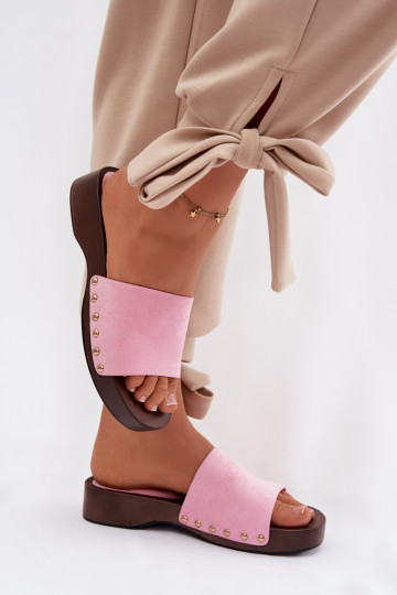 Moteriškos šlepetės Ze aukso spalvosmi Smeigės rožinės spalvos Ferinna 2