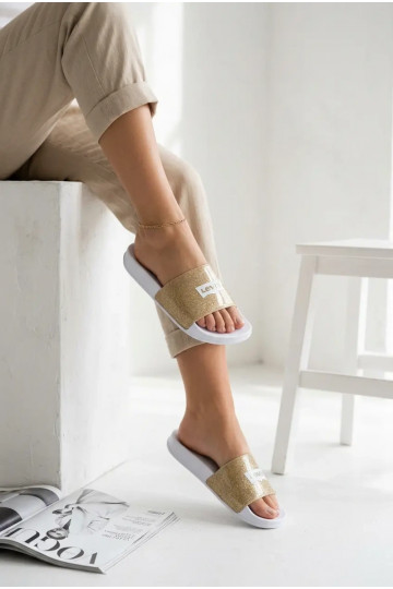 Jaunimo šlepetės LEVI'S VPOL0251S-3923 aukso spalvos su blizgesiu