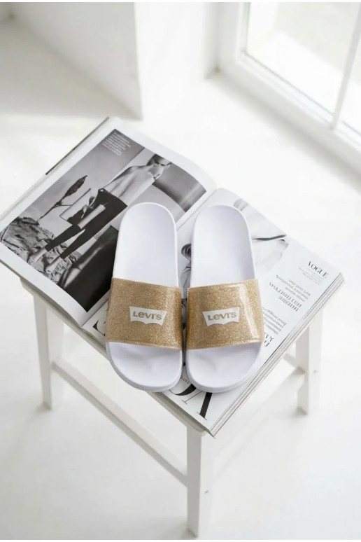 Jaunimo šlepetės LEVI'S VPOL0251S-3923 aukso spalvos su blizgesiu