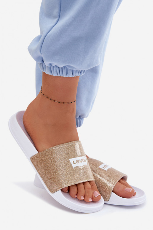 Jaunimo šlepetės LEVI'S VPOL0251S-3923 aukso spalvos su blizgesiu
