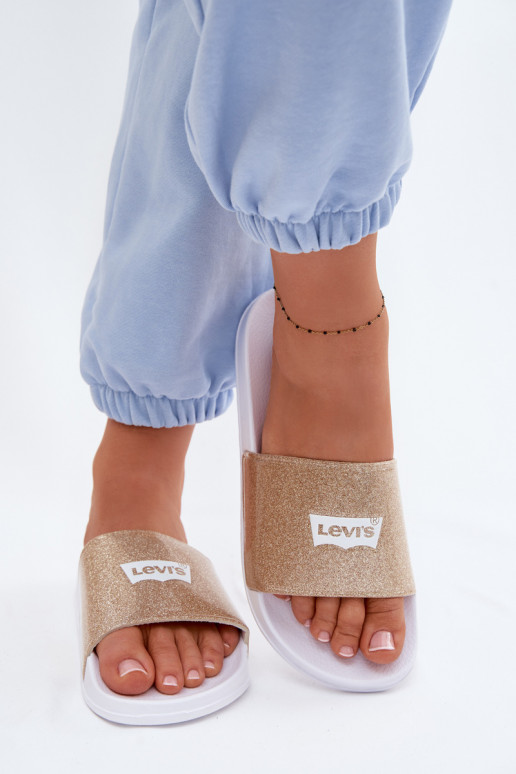 Jaunimo šlepetės LEVI'S VPOL0251S-3923 aukso spalvos su blizgesiu