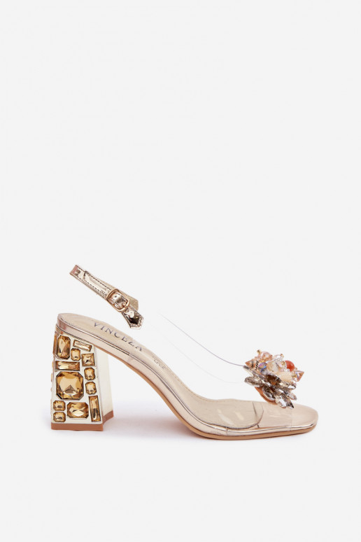 basutės Perregimi su kulniukais su spindinčiomis akutėmis Vinceza 70121 aukso spalvos