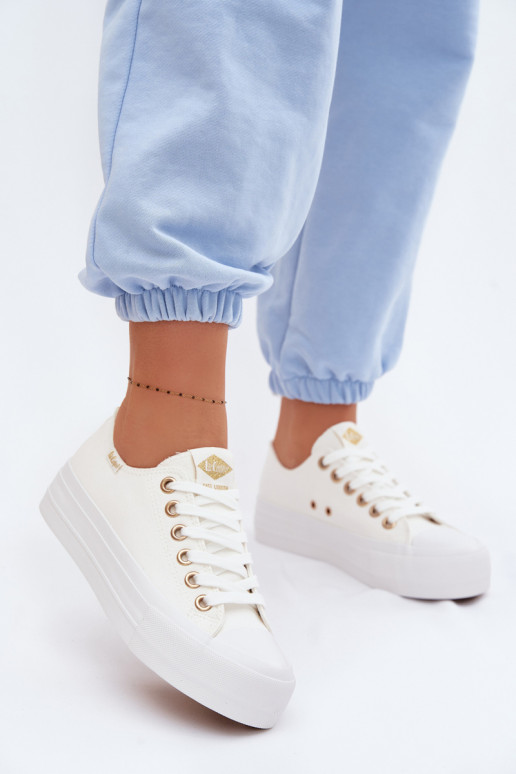 Laisvalaikio bateliai su platforma Lee Cooper LCIN-26-31-4369 baltos spalvos