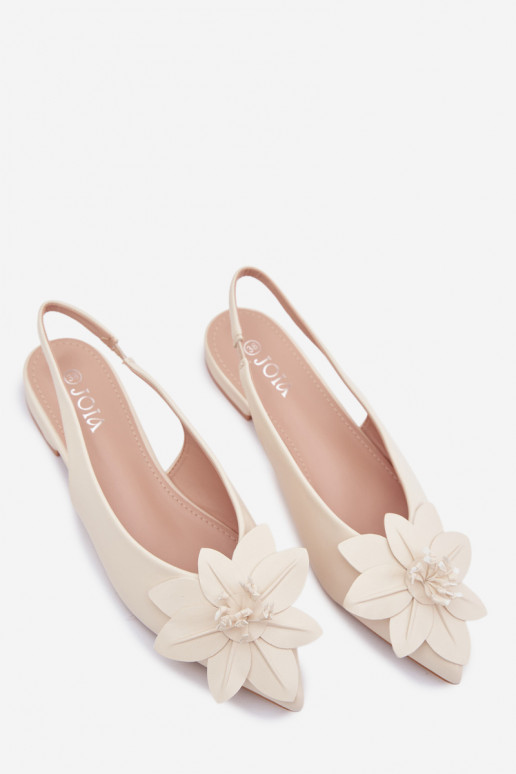 Moteriškos basutės su plačiais kulniukaissuDekoracyjnym Gėlė dramblio kaulo spalvos Telivette