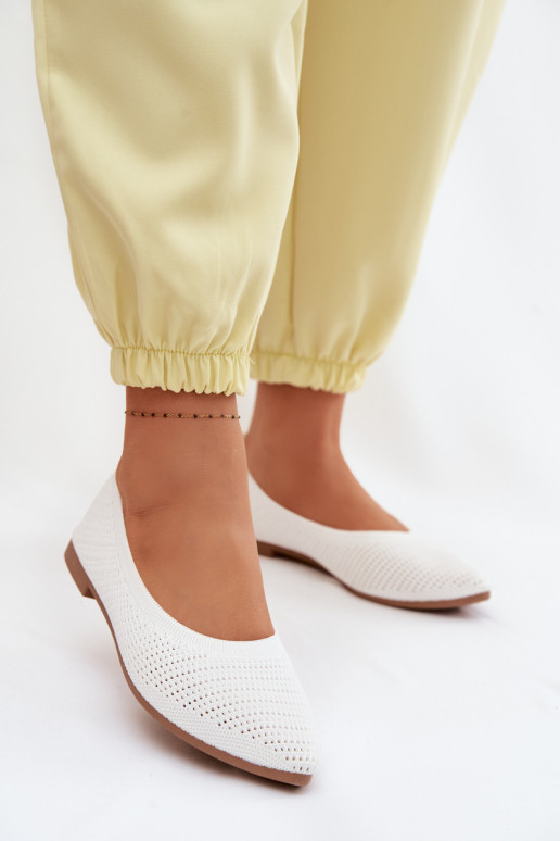 Tinklelis Medžiaginės balerinos Moteriškas baltos spalvos Sarina
