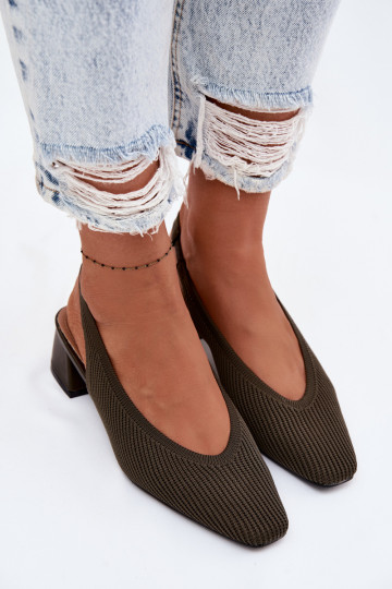  Moteriškos basutės su kulniukais chaki spalvos Tai turircelle