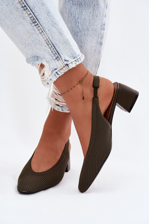  Moteriškos basutės su kulniukais chaki spalvos Tai turircelle