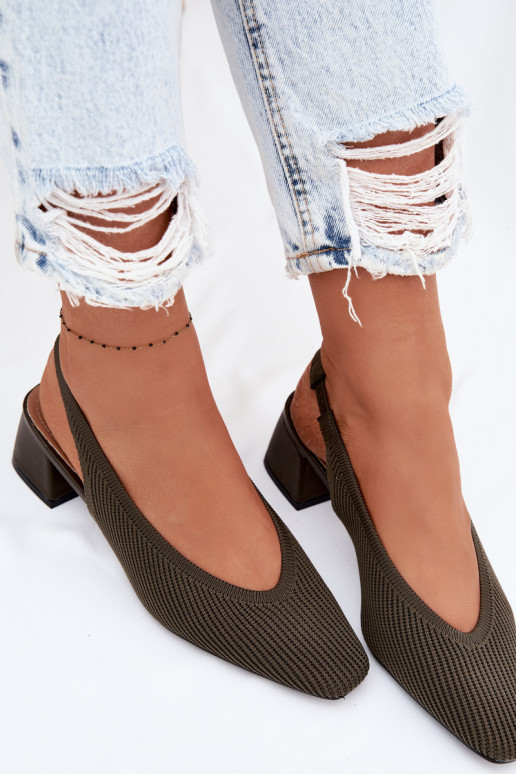  Moteriškos basutės su kulniukais chaki spalvos Tai turircelle