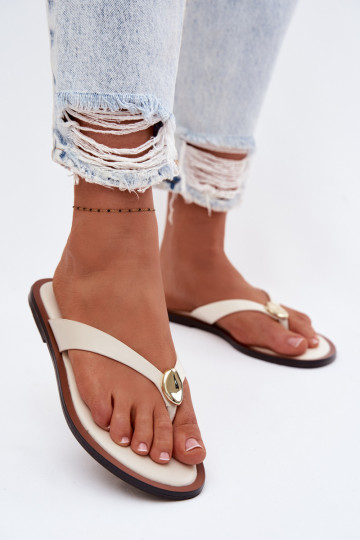 lygiapadžiai Šlepetės Šlepetės Moteriškas Ze aukso spalvosm Detalem dramblio kaulo spalvos Tella