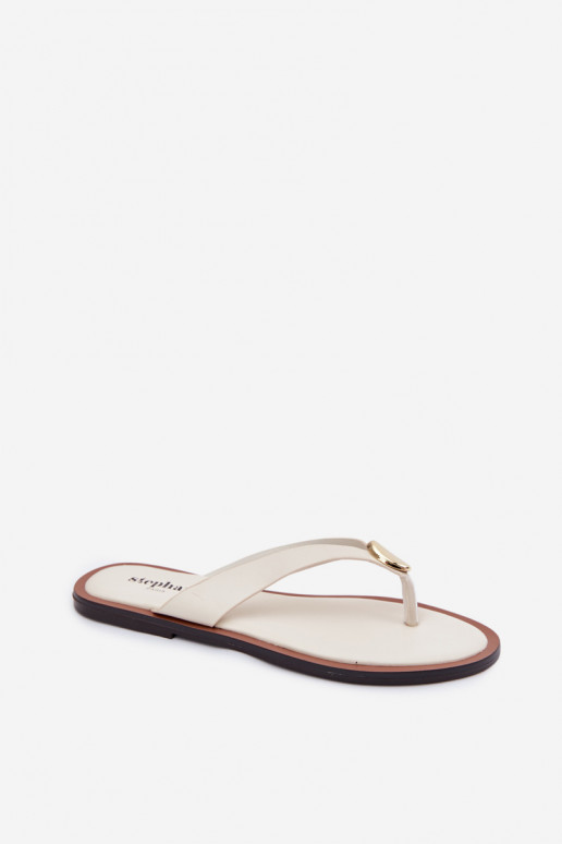 lygiapadžiai Šlepetės Šlepetės Moteriškas Ze aukso spalvosm Detalem dramblio kaulo spalvos Tella