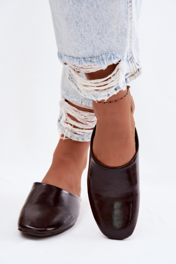 Moteriškos šlepetės MulesuImitacji Skóry lygiapadžiai CzekoladoĮe Romelle