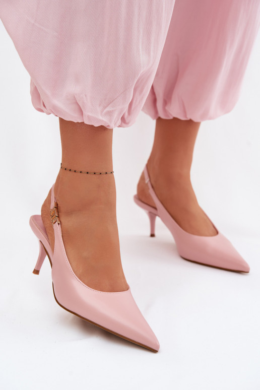 Moteriškos basutėssuImitacji Skóry su plonais kulniukais rožinės spalvos Jelissey