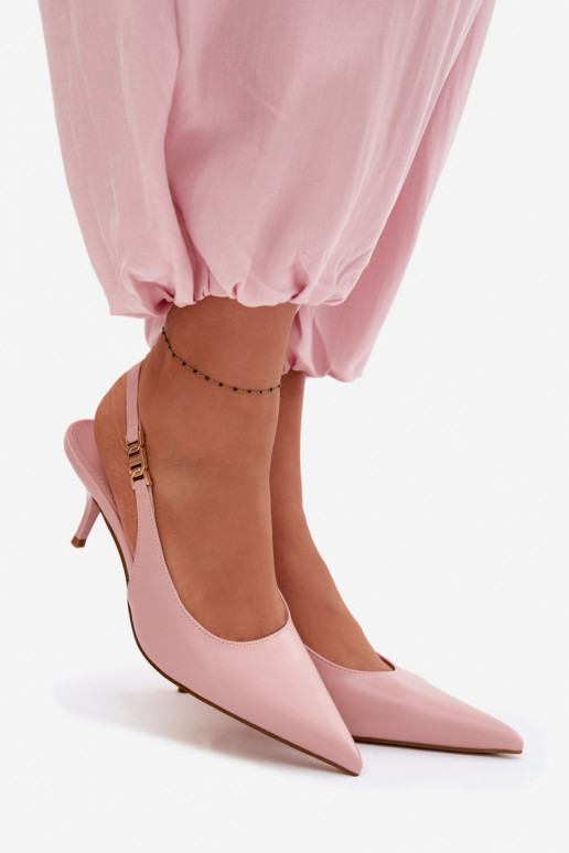 Moteriškos basutėssuImitacji Skóry su plonais kulniukais rožinės spalvos Jelissey