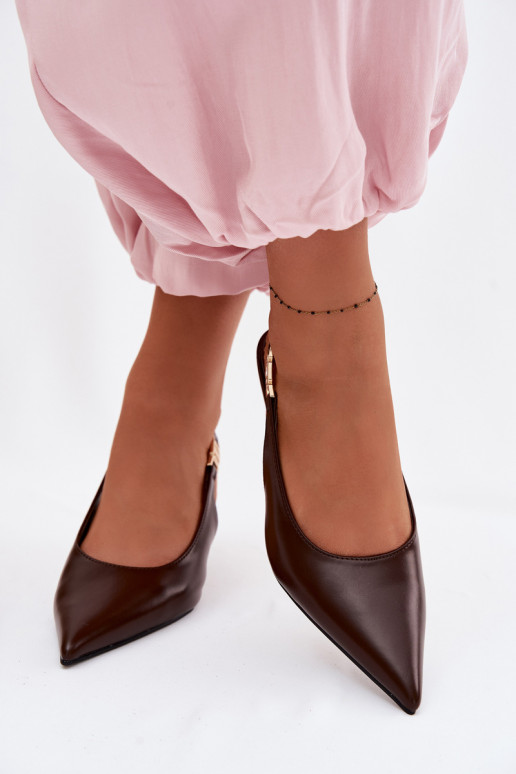 Moteriškos basutėssuImitacji Skóry su plonais kulniukais CzekoladoĮe Jelissey