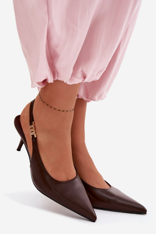 Moteriškos basutėssuImitacji Skóry su plonais kulniukais CzekoladoĮe Jelissey