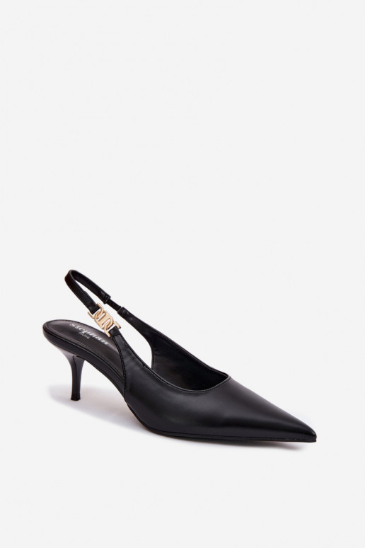 Moteriškos basutėssuImitacji Skóry su plonais kulniukais juodos spalvos Jelissey