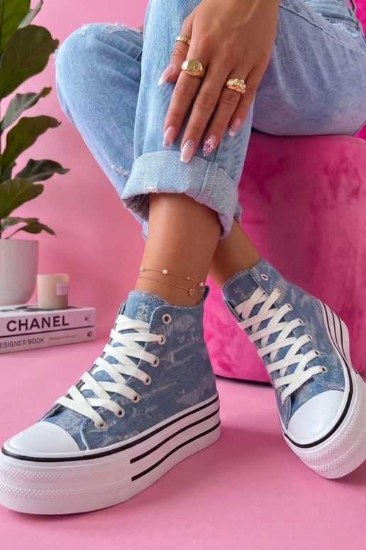 Niebieskie Trampki Za Kostkę Piper