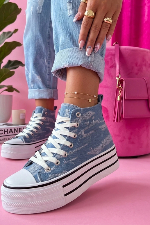 Niebieskie Trampki Za Kostkę Piper