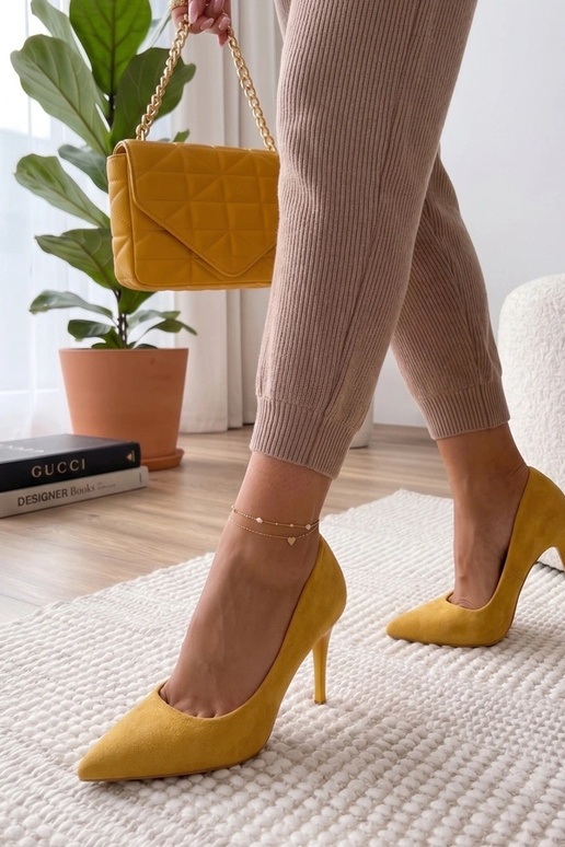 Żółte Szpilki Z Ekozamszu Skyler