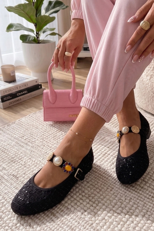 Juodi balerinos su dekoratyviniu...