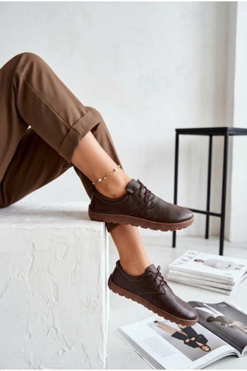 Odiniai moteriški batai Barefoot Zazoo 10189 šokolado spalvos