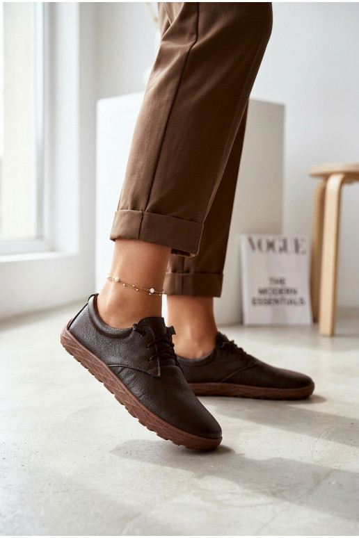 Odiniai moteriški batai Barefoot Zazoo 10189 šokolado spalvos