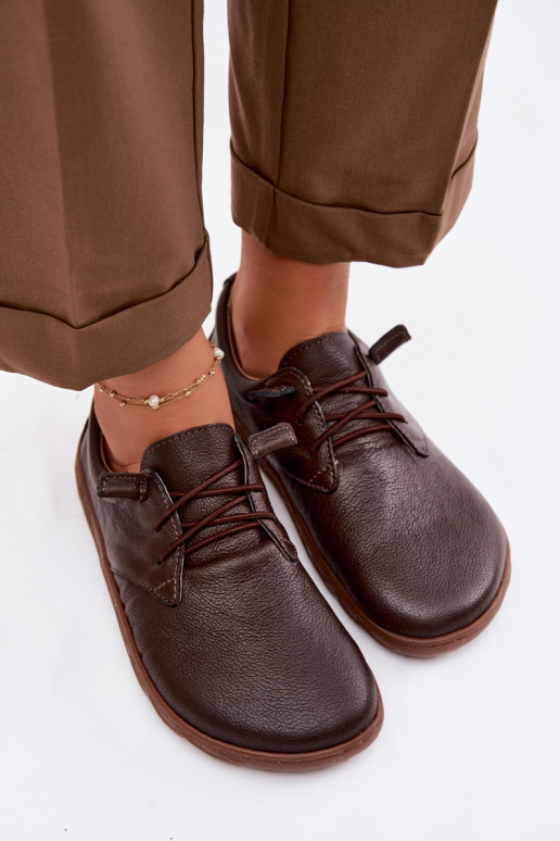 Odiniai moteriški batai Barefoot Zazoo 10189 šokolado spalvos