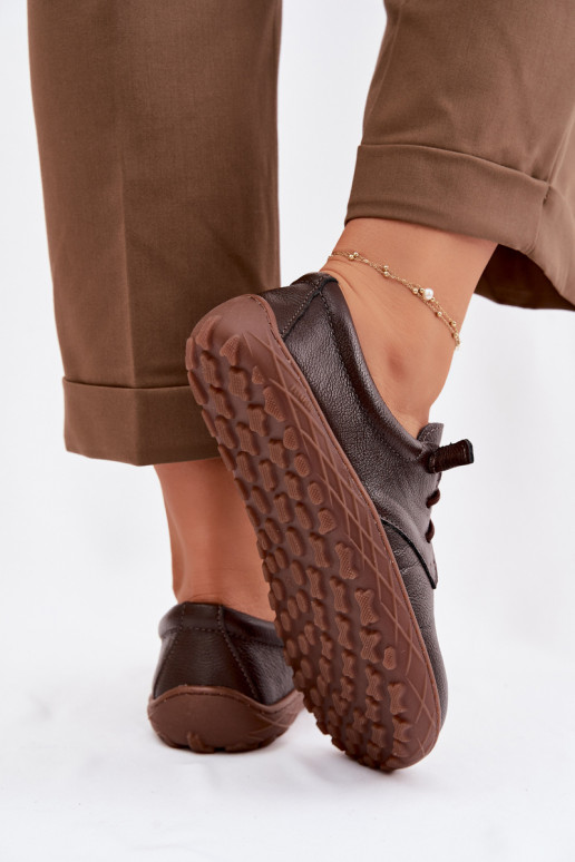 Odiniai moteriški batai Barefoot Zazoo 10189 šokolado spalvos