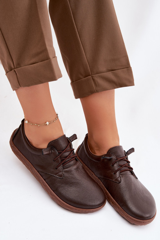 Odiniai moteriški batai Barefoot Zazoo 10189 šokolado spalvos