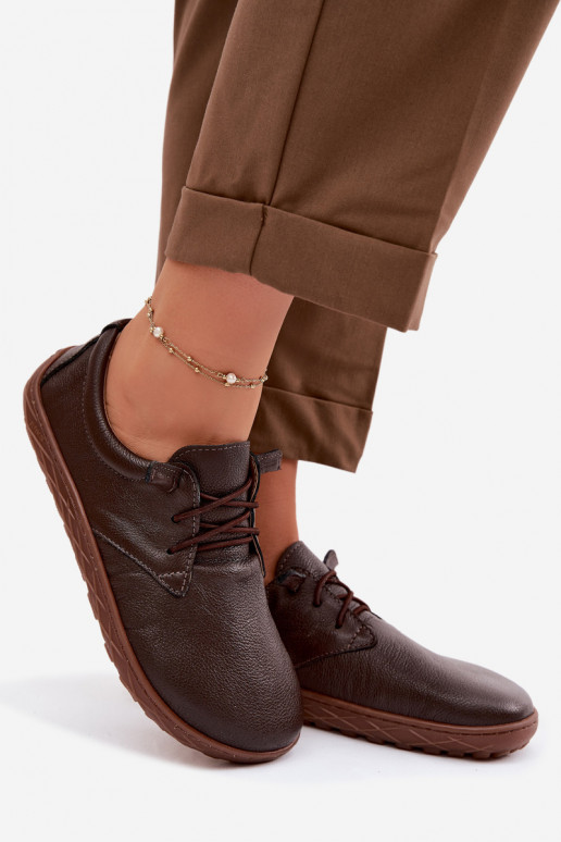 Odiniai moteriški batai Barefoot Zazoo 10189 šokolado spalvos