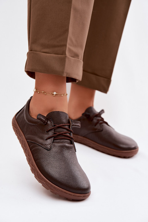 Odiniai moteriški batai Barefoot Zazoo 10189 šokolado spalvos