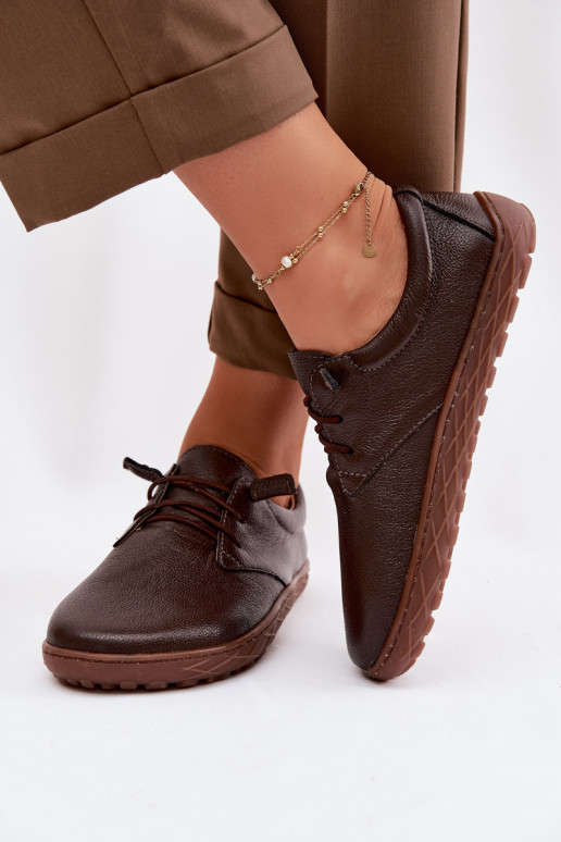 Odiniai moteriški batai Barefoot Zazoo 10189 šokolado spalvos