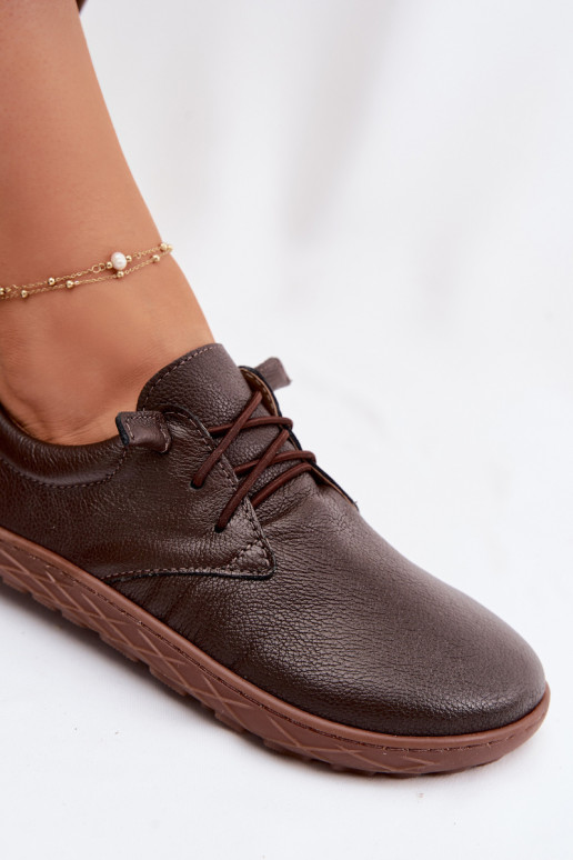 Odiniai moteriški batai Barefoot Zazoo 10189 šokolado spalvos