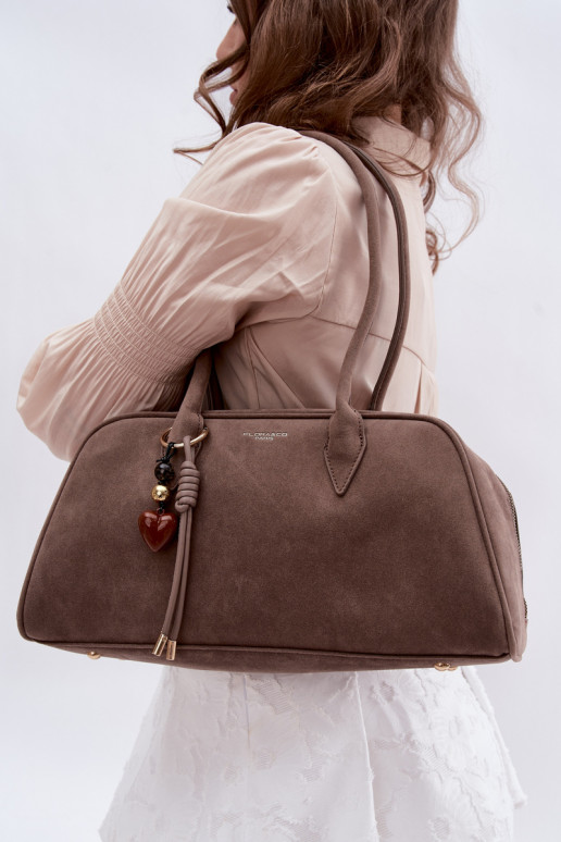 iš eko zomšosoĮa RankinėsuBrelokiem Tamsussmėlio spalvos Noelia