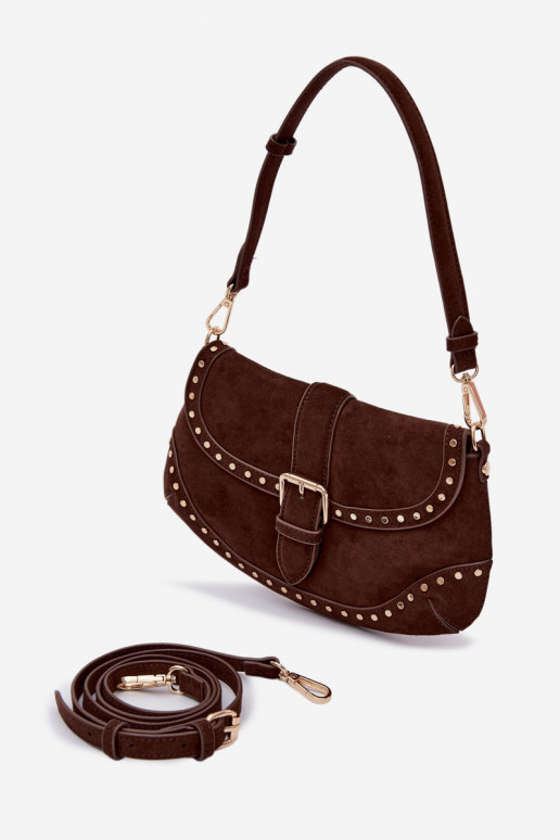 Rankinė su kniedėmis iš eko zomšosoĮa CzekoladoĮa Clarielle