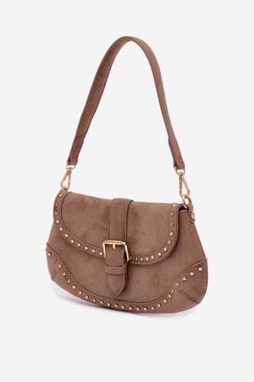 Rankinė su kniedėmis iš eko zomšosoĮa Tamsussmėlio spalvos Clarielle 2