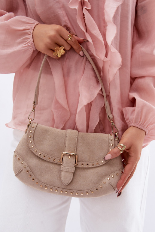 Rankinė su kniedėmis iš eko zomšosoĮa Ryškiaismėlio spalvos Clarielle