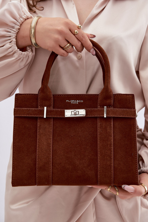 Rankinė Typu BagažinėsuImitacji iš zomšosu rudos spalvos Noressa