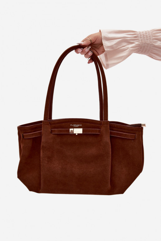 Rankinė Typu Pirkėjassuiš eko zomšosu rudos spalvos Elleea