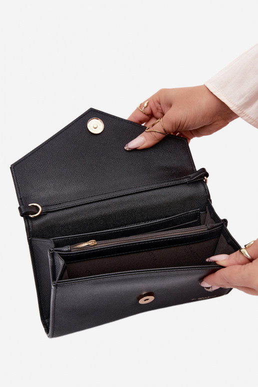 Rankinė voko tipo Piniginė du viename su dekoratyvinėmis juostelėmis juoda Pauline