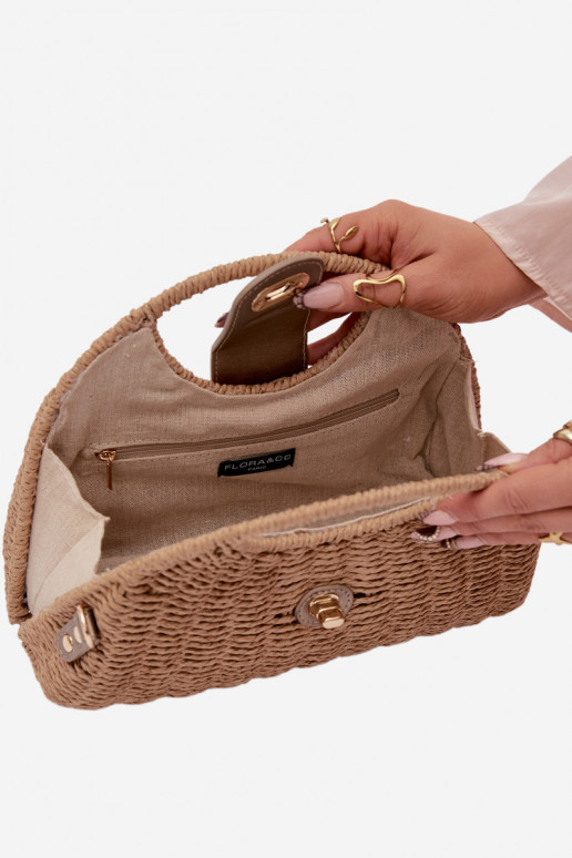 Pinta Nedidelė rankinė su dekoratyvinėmis juostelėmis rudos-aukso spalvos Delphine