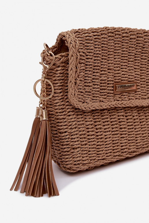 Nedidelė rankinė Typu Paštininkė su ažūro elementais ruda Tamara