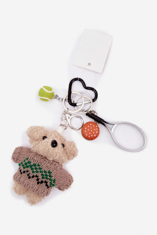 Breloczek ZaĮieszka Do Torebki Kluczy Meškiukai IN SĮeterku RakietasuPiłką Hamburger sidabro spalvos