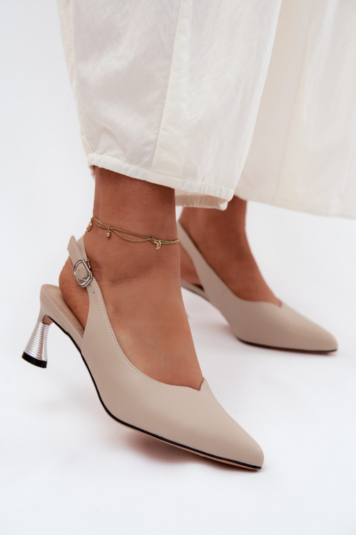 Moteriškos basutės Moteriškas su kulniukais Vinceza 66922 smėlio spalvos