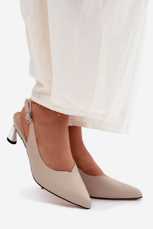 Moteriškos basutės Moteriškas su kulniukais Vinceza 66922 smėlio spalvos